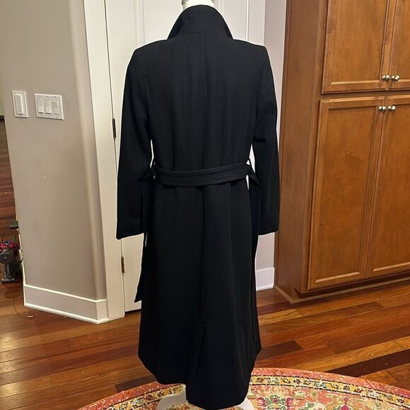 KENNETH COLE COAT ASYMMETRICAL BELTED WOOL MAXI LINED BLACK STRUCTURED LNC SZ 8 - Picture 12 of 16